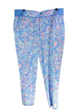 Lilly Pulitzer Luxletic Paisley Jogger XL Zanzibar Blue Run Around Pants Fish Ki